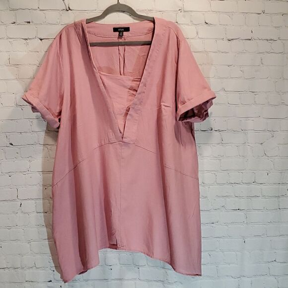 Ellos plus size pink linen blend top - Picture 1 of 6